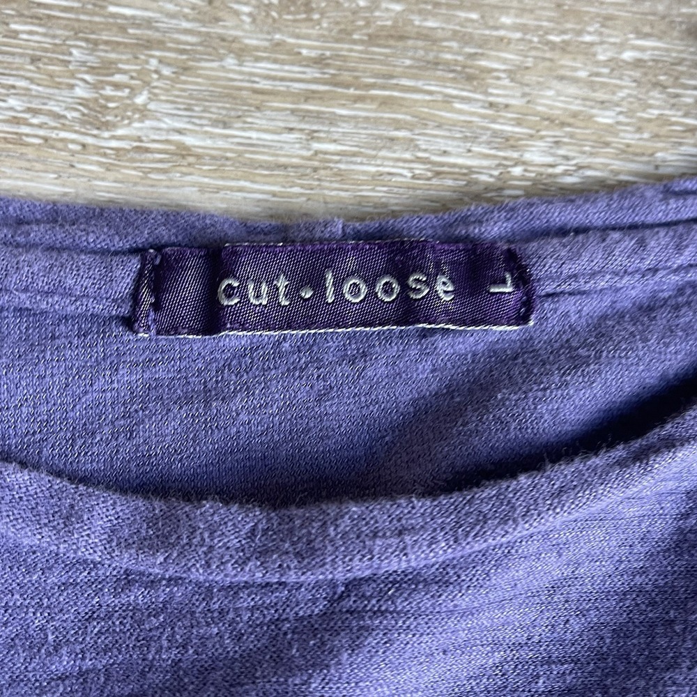 Cut Loose Purple Slub Knit Swing Blouse Large Long Sleeve Shirt - Picture 3 of 7